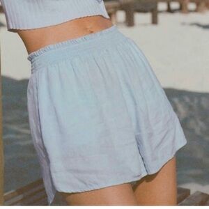 Aerie Blue Pool-To-Party‎ Linen Shorts XXL New With Tags